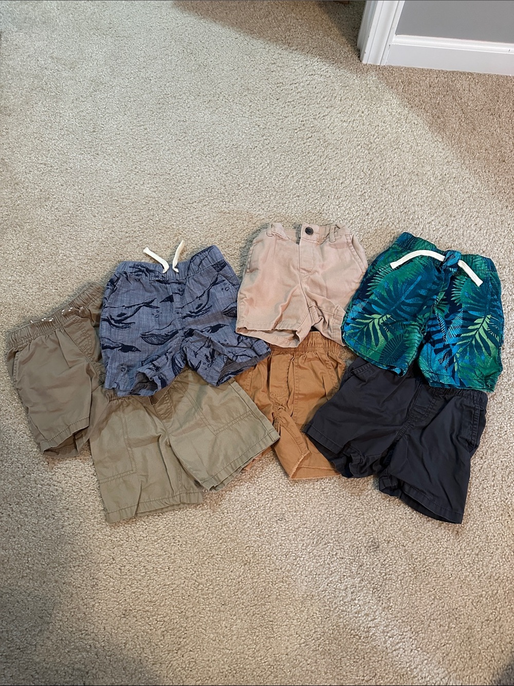 Boys Mixed Shorts Lot - Neutral & Tropical Colors